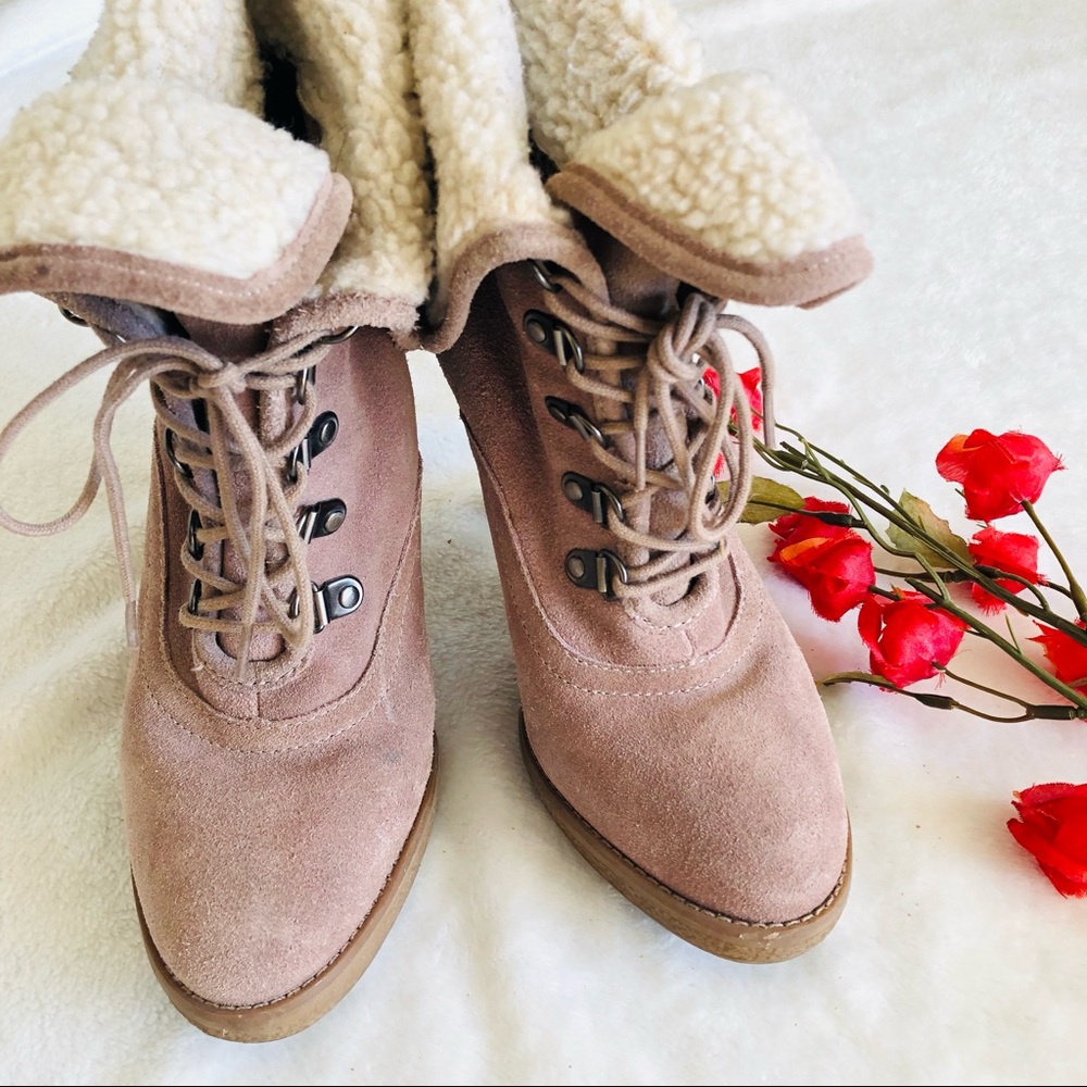 Laced up suede booties